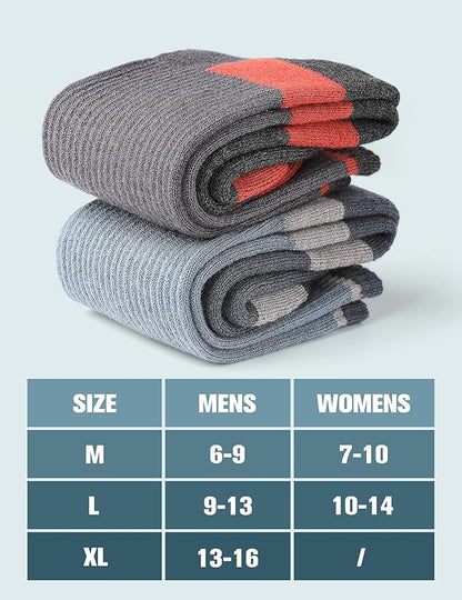 Wool Hiking Socks for Men - Women Lightweight Crew Merino Wool Socks with Cushion for Camping Hunting Work,4 pack