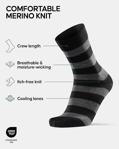 DANISH ENDURANCE Hiking Socks, Lightweight, Merino Wool Socks for Men & Women, Moisture Wicking & Thermal, 1 or 5 Pack