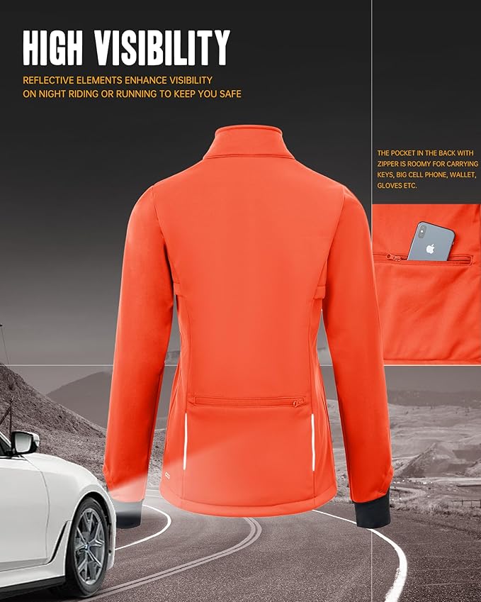 33,000ft Women's Waterproof Fleece Running Jacket Zip Up Athletic Winter Cold Weather Workout Cycling Track Jackets