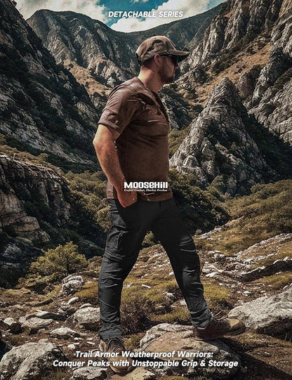 Moosehill Men's-Hiking-Pants Convertible Quick-Dry Water-Resistant Lightweight Zip-Off Outdoor with 5 Deep Pockets