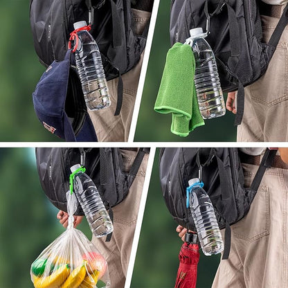 Durable Water Bottle Holder with Carabiner Hook,Towel Loop,Hat Clip,Patented Fluorescent Design for 1.0-1.4(in) Diameter Bottles,Heavy Duty Outdoor Water Bottle Clip for Camping,Travel and Daily Use