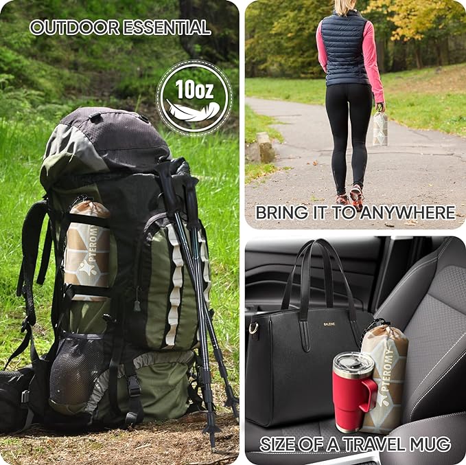 PTEROMY Hooded Rain Poncho for Adult with Pocket, Waterproof Lightweight Unisex Raincoat for Hiking Camping Emergency