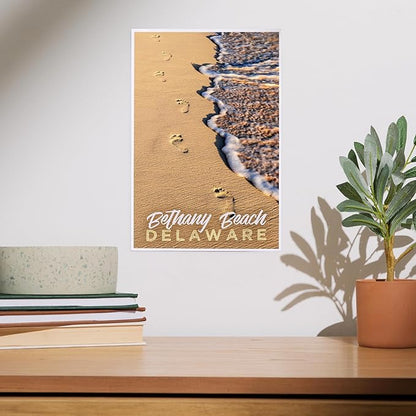 Lantern Press 8x12 Art Print, Bethany Beach, Delaware, Footprints in Sand