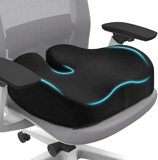 Seat Cushion Chair Cushion for Wide Hip & Thigh, Thickened Memory Foam Sciatica Pain Relief Pillow for Plush Support, Proper Posture, Ergonomic Tailbone Pain Relief Cushion for Office Chair, Car, Home