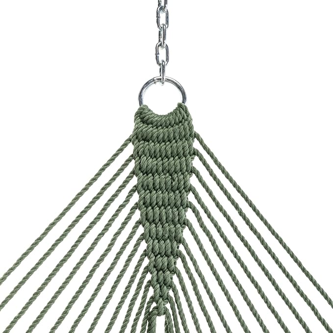 Original Pawleys Island Deluxe Meadow DuraCord Rope Hammock – 13 ft. x 65 in, 2-Person, 450 lb Capacity, Oak Spreader Bar, Zinc-Plated Hardware, Handcrafted in The USA