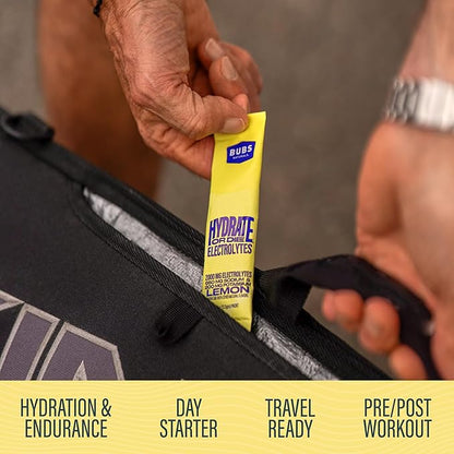 BUBS Naturals - Hydrate or Die Electrolytes Powder Packets for Fast Absorption | Premium 2000mg Electrolyte Powder | for Sports, Recovery & Well-Being (Natural Lemon Flavor, 20 Sticks)