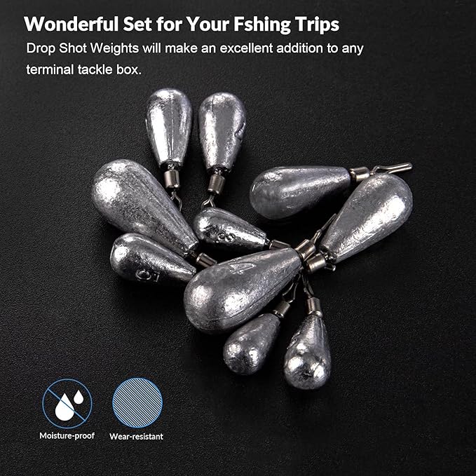 THKFISH Fishing Weights Sinkers Set, 60PCS Fishing Sinker Drop Shot Weights Kit,Drop Shot Rig Wacky Hooks for Saltwater Freshwater Bass Fishing