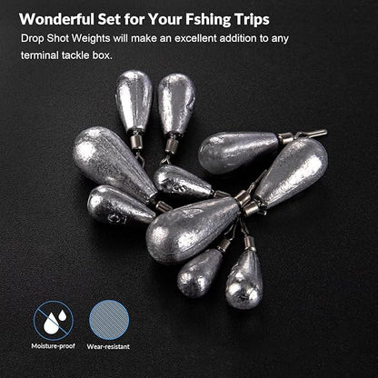 THKFISH Fishing Weights Sinkers Set, 60PCS Fishing Sinker Drop Shot Weights Kit,Drop Shot Rig Wacky Hooks for Saltwater Freshwater Bass Fishing