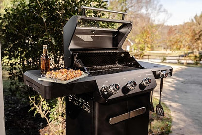 Monument Grills 3+1 Outdoor Barbecue Stainless Steel Propane Gas Grill, 3 Burners & 1 Side Burner 48,000 BTU Patio Garden Grill with Knob Controls, Mesa325, Black