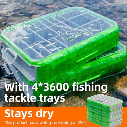 Ghosthorn Fishing Tackle Backpack with 4 3600 Tackle Boxes Rod Holder Outdoor 43L Large Bag with Detachable Wasit Bag Storage Gear and Equipment Waterproof