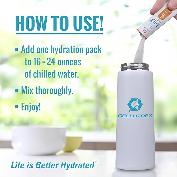 Cellutrex® H2O Electrolytes – Electrolyte Powder Drink Mix, Zero Sugar, Natural Salt Hydration Packets for Recovery and Wellness, Cherry Limeade, 20 Sticks