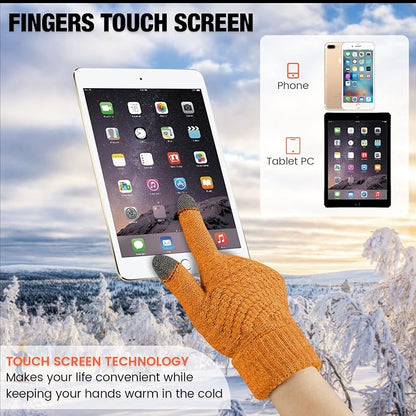 Geyoga 2 Pairs Women's Winter Touch Screen Gloves Soft Warm Fleece Lined Knit Elastic Cuff Winter Texting Gloves