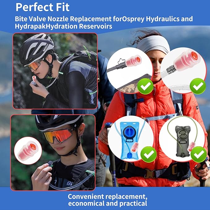 Bite Valve Replacement Mouthpiece Fit for Hydration Pack Bladder Water Backpack and Most Brands(4-Pack), with Shutoff Valve and Tube O-Ring