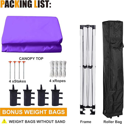10x10 Pop Up Canopy Tent for Outdoor Commercial Instant Sun Shelter,Purple