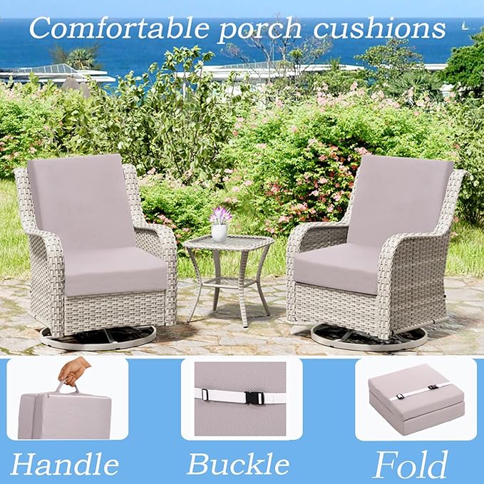 Porch Swing Folding Chair Cushion,Cushion for Outdoor Furniture with Carrying Handle and Adjustable Straps,for Patio,Outdoor,Backyard and Garden(Light Grey)