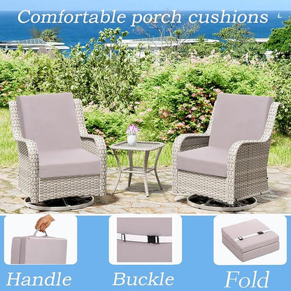 Porch Swing Folding Chair Cushion,Cushion for Outdoor Furniture with Carrying Handle and Adjustable Straps,for Patio,Outdoor,Backyard and Garden(Light Grey)