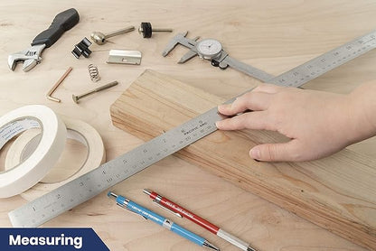 Pacific Arc 24 Inch Stainless Steel Ruler with Inch/Metric Conversion Table