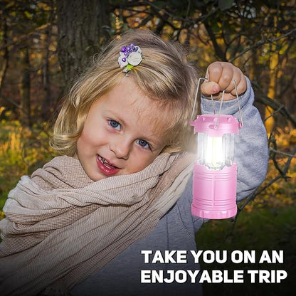 6-Pack Mini LED Camping Lanterns, Portable Camping Lights, Outdoor Tent Lights, Essential Emergency Lights for Power Outages, Hiking, Survival Kit for Hurricane, Pink