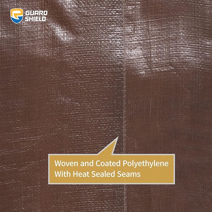 GUARD SHIELD Tarps Heavy Duty Waterproof 10x12 Feet Brown/Silver Poly Tarp Cover Outdoor Thick UV Resistant Tarpaulin with Grommets 10mil (2-Pack)