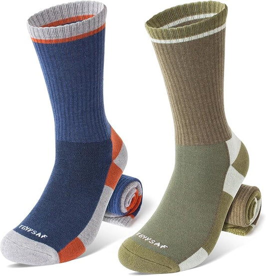 Wool Hiking Socks for Men - Women Lightweight Crew Merino Wool Socks with Cushion for Camping Hunting Work,4 pack