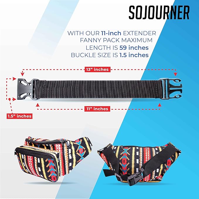 Fanny Pack Extender Belt Bag Adjustable Strap Buckle Waist Extender - ONLY COMPATIBLE WITH SOJOURNER FANNY PACKS