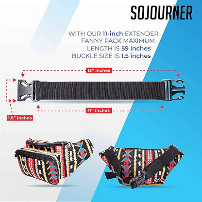 Fanny Pack Extender Belt Bag Adjustable Strap Buckle Waist Extender - ONLY COMPATIBLE WITH SOJOURNER FANNY PACKS