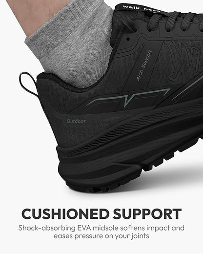 Mens Hiking Shoes for Plantar Fasciitis, Waterproof Walking Shoes for Men with Arch Support, Lightweight Mens Sneakers for Cushioned Comfort