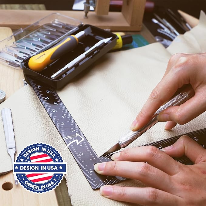 MulWark Exacto Knife Set | Craft Knife Kit | 16pc Precision Craft Hobby Kit with Razor Sharp Knives for Wood, Crafting, Leather, Scrapbooking & Modeling