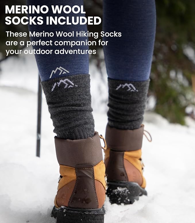 Merino.tech Merino Wool Base Layer Women - 100% Merino Wool Heavyweight, Midweight, Lite Long Sleeve Thermal Shirt and Socks