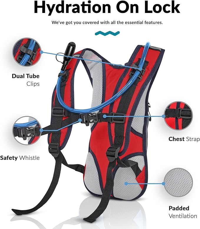 Water Buffalo Hydration Backpack - Lightweight Hydration Pack with 2L Water Bladder - Water Backpack for Hiking, Running, Biking, and Raves - Road Runner 12L Hydropack Backpack