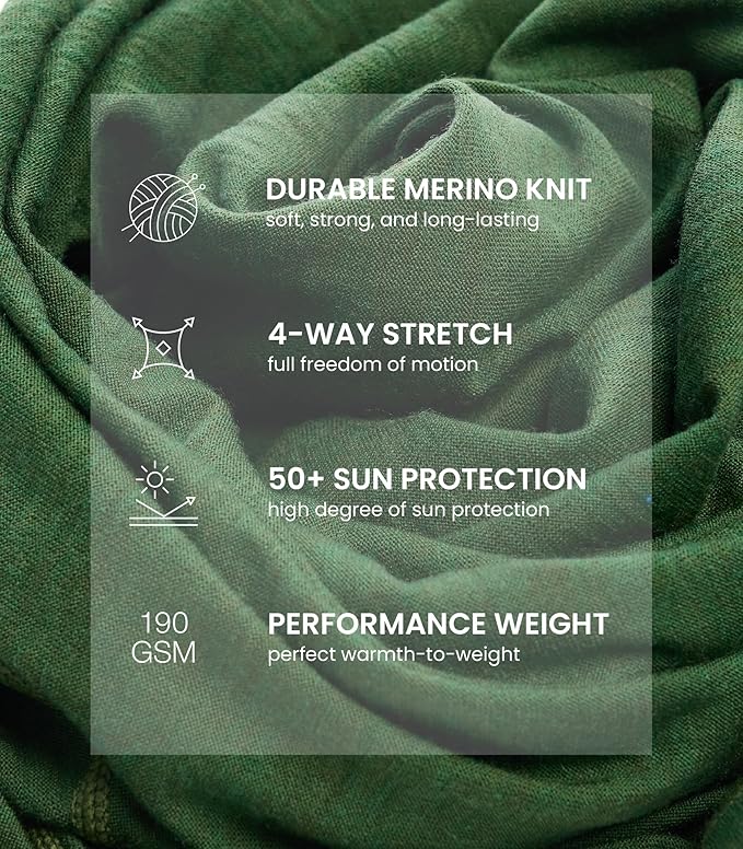 Merino Wool Base Layer Women - 100% Merino Wool Shirt Women Thermal Underwear Long Sleeve T-Shirt for Hiking