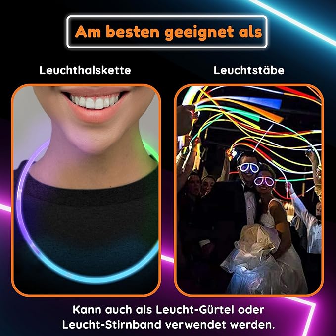 Glow Fever Glow Sticks Bulk 100ct 22'' Glow Necklaces with Connectors, Neon Light Sticks for Party Festivals Raves Concert Birthday Wedding, Multicolor