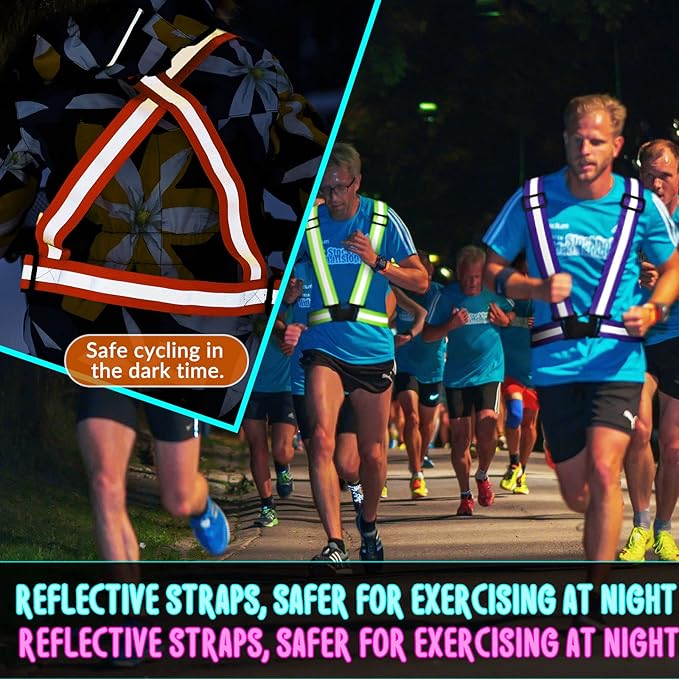 Macarrie 15 Pcs High Visible Reflective Running Vest Adjustable Reflective Safety Vest Elastic Safety Straps Gear for Walking at Night for Night Running Outdoor Dog Adults
