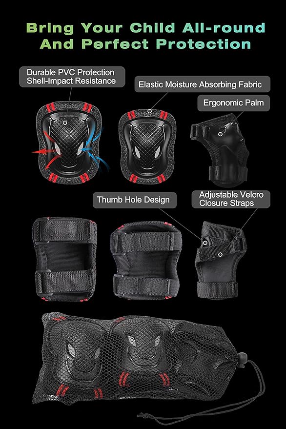 XJD Kids Bike Helmet,Multi-Sport Protective Gear Set for 3-5-8-14 Years Boys Girls with Knee and Elbow Pads Wrist Guards fit Roller Skates,Cycling,Skateboarding,Christmas Birthday Gifts for Kids