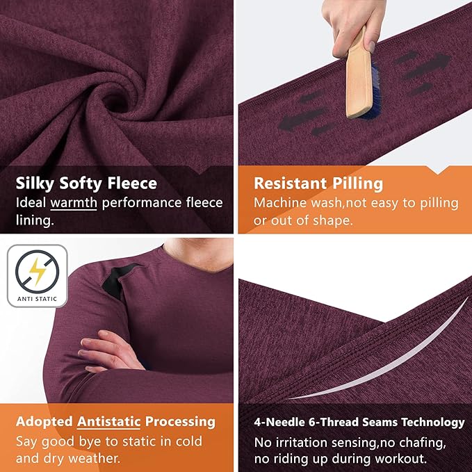 Muezna Men's Thermal Top and Bottom Set Underwear Long Johns Base Layer with Soft Fleece Lined