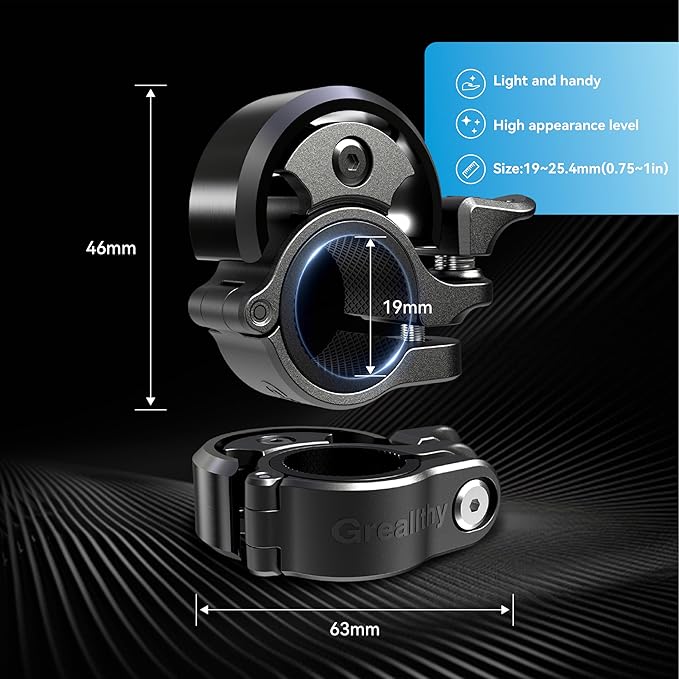 Greallthy Bike Bell, Aluminum Alloy Bicycle Bell with Clear Loud Sound, Bike Bells for Adults and Kids, Sturdy and Compact Bell Fits 0.75-1in(19-25.4mm) Handlebar for Mountain, Road Bikes.