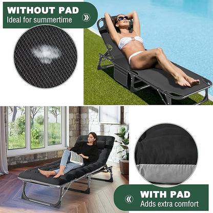 LILYPELLE Folding Camping Cot, Extra Wide Heavy Duty Sleeping Cots with Carry Bag, Double Layer Oxford Portable Travel Camp Cots for Home, Office Nap and Outdoor Beach