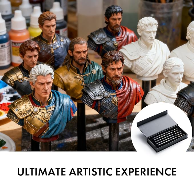 Artify Detail Paint Brushes, 100% Kolinsky Sable Micro Paint Brushes - Master Series, Ultra Fine Tips Paint Brush Set, High Precision for Models/Crafts, Detailing for Acrylic/Oil/Watercolor (Black)