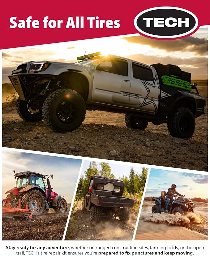 TECH Permacure Truck Tire Plug Kit – Ideal Tools and Flat Tire Fix for Trucks, Tractors, and Large Tires (40 Heavy-Duty Plugs for Emergency Tire Patch and Puncture Repair)