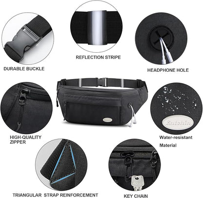 Entchin Fanny Pack for Women Men,Crossbody Belt Bag with 4-Zipper Pockets,Adjustable Waist Bag Pack,One of the Most Popular Travel Essential Gifts for Walking,Traveling,Cycling