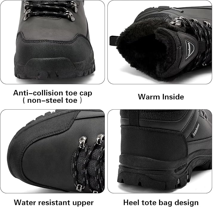 Lamincoa Mens Snow Boots Water Resistant Hiking Boots for Men Non-slip Winter Outdoor Warm Comfort Camping Backpacking Shoe