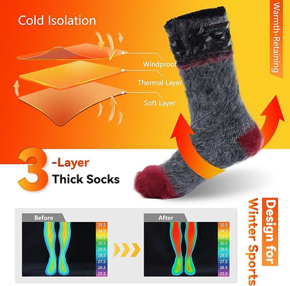 Sunew Warm Thermal Socks 4 Pack, Mens Womens Winter Heated Outdoor Skiing Thermal Socks
