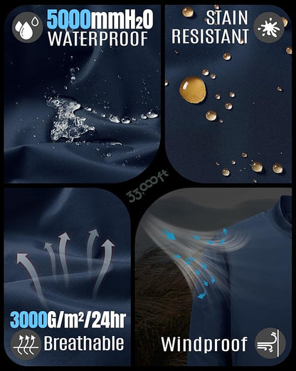 33,000ft Men's Bomber Jacket Waterproof Zip Up Windbreaker Quilted Padded Lightweight Warm Casual Spring Fall Winter Coat