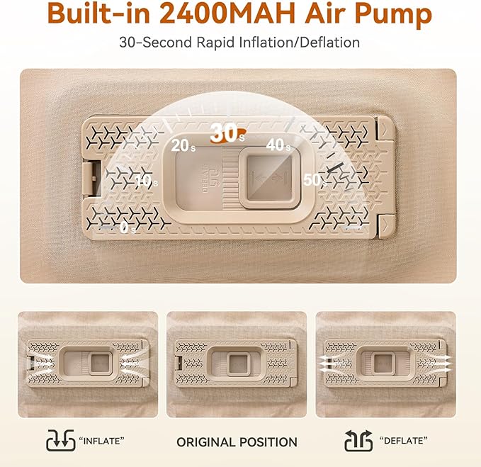 Self Inflating Sleeping Pad with Pump, 3.14" Thick Memory Foam Double Sleeping Mats with Pillow (Khaki)