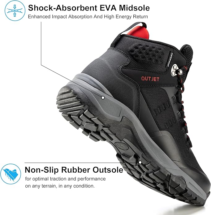 Men's Waterproof Hiking Boots Lightweight Breathable All-Terrain Outdoor Ankle Boots Trekking Hiking Shoes