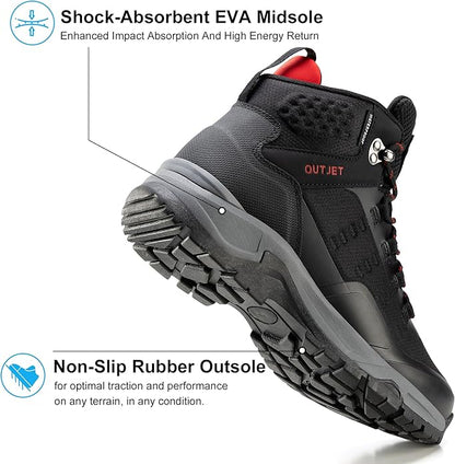 Men's Waterproof Hiking Boots Lightweight Breathable All-Terrain Outdoor Ankle Boots Trekking Hiking Shoes