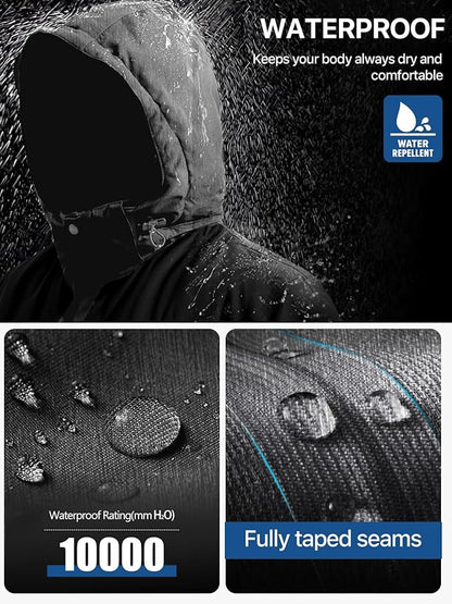 FREE SOLDIER Men's Waterproof Ski Jacket Fleece Lined Warm Winter Snow Coat with Hood Fully Taped Seams