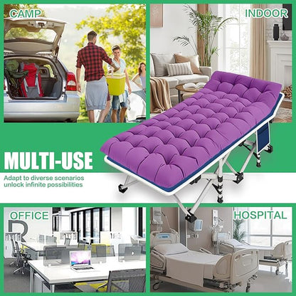 2 Pack Camping Cot with Comfortable Mattress 2 Person Cots for Sleeping Sleeping Cot Folding Cot with Carry Bag Camping Bed Heavy Duty for Home Outdoor Travel