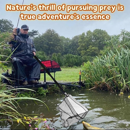 Folding Kayak Fishing Net with Aluminum Alloy Frame Rubber-Coated Nylon Net for Small Fishing Net Fishing Landing Net for Non-Slip Gloves Storage Bag