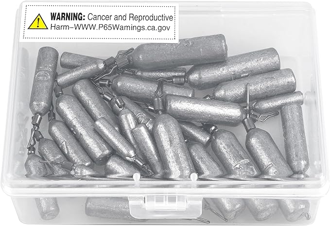 30 Pack Fishing Drop Shot Weights Lead Fishing Weights Pencil Skinny Sinkers with Barrel Swivels for Freshwater Bass Fishing
